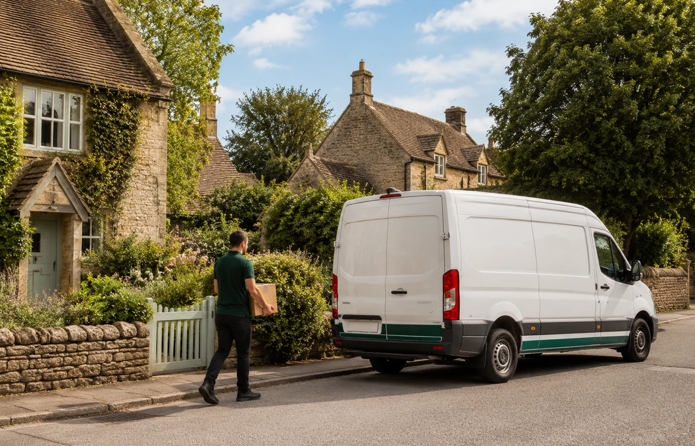 Local clearance service scene in a Wiltshire residential setting.